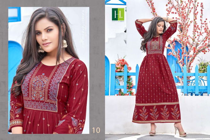 HIRVA SUPRIYA Fancy Festive Wear Long Anarkali Kurtis Collection